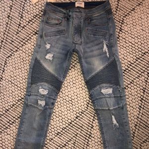 Ripped and textured jeans